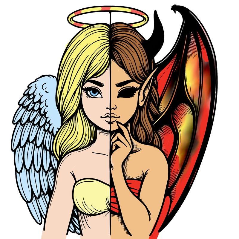 realistic angel half demon