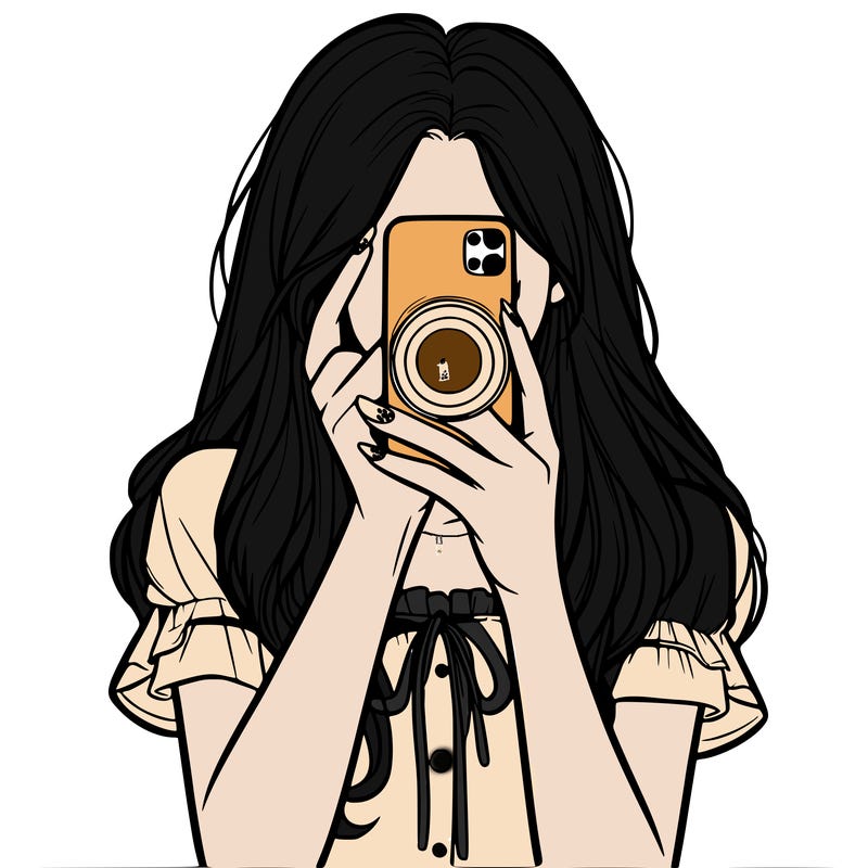 a realistic girl holding her phone taking pictures