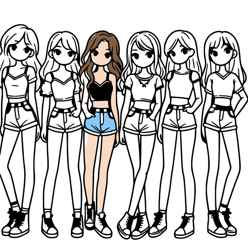 a group of girls wearing crop tops and shorts
