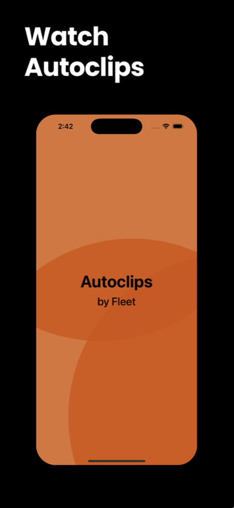 Fleet - Your Auto Marketplace - Écran de smartphone affichant la fonctionnalité Autoclips dans l'application de marché automobile Fleet.