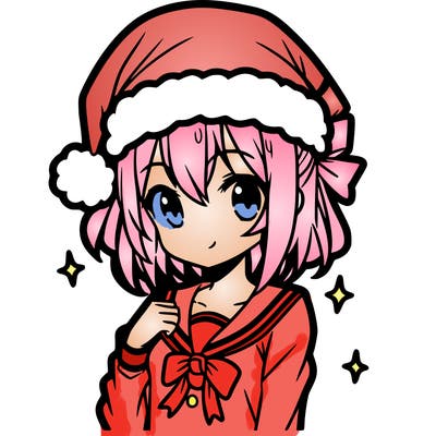 anime girl wearing a santa hat