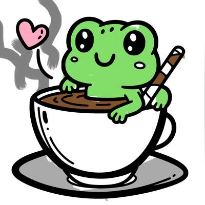 cute frog in a tea cup