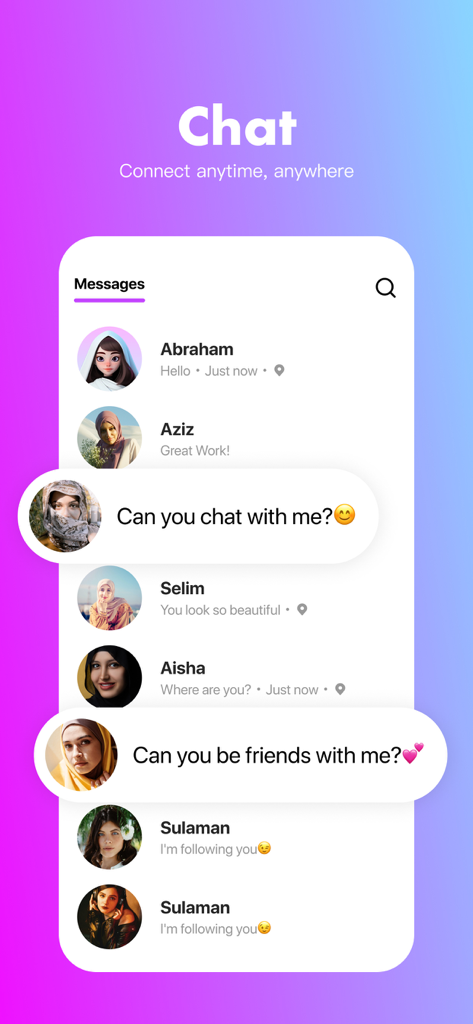 Yaha - Chat&Meet real friends - Yaha app chat screen showing a list of messages and user profile avatars