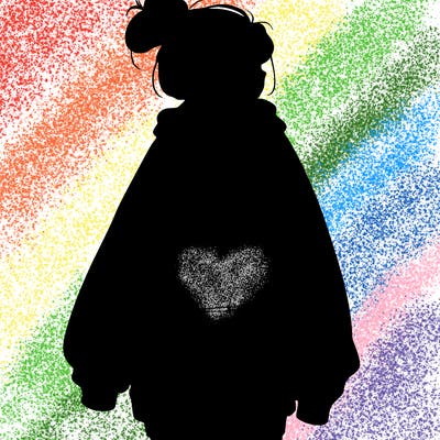 realistic girl with a oversized sweatshirt on and a bun