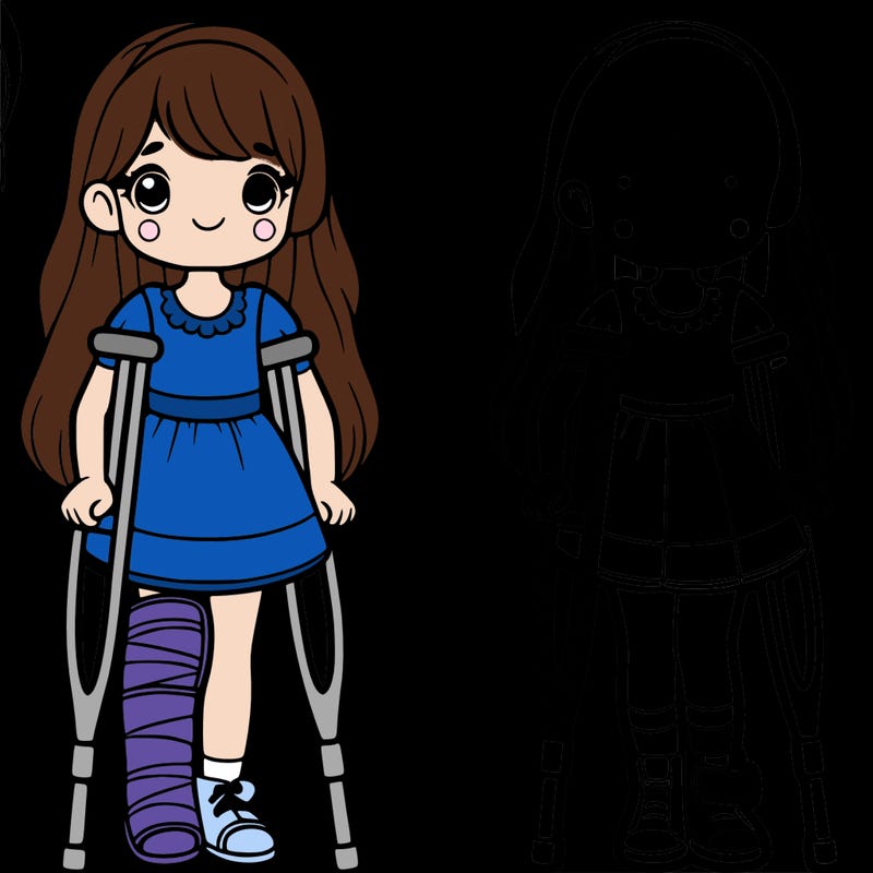 girl with ankel cast and crutches