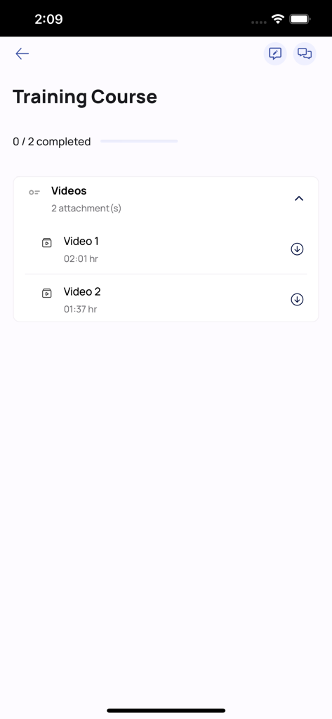 Zen Investor - Zen Investor App Schulungskurs-Bildschirm, der eine Liste von Videolektionen mit Fortschrittsverfolgung anzeigt.