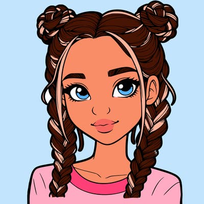 realistic girl with braids