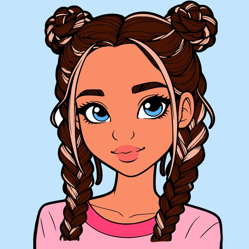 realistic girl with braids