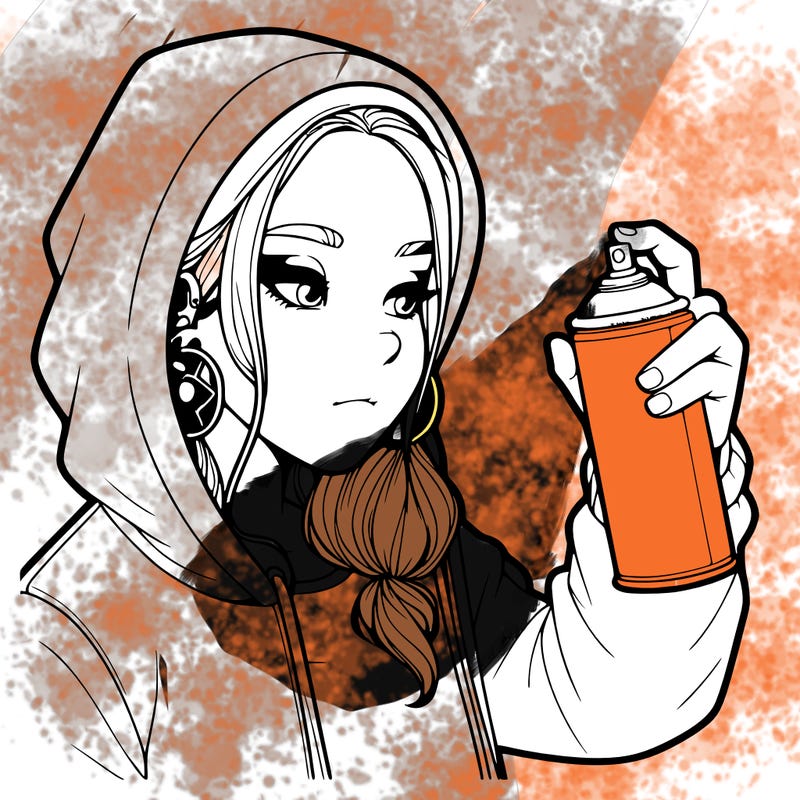 a realistic girl, spray painting