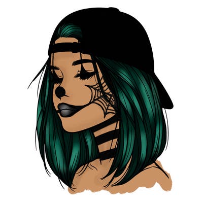 realistic  girl with a backwards hat