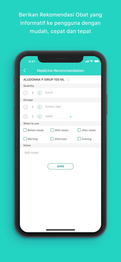 Halodoc for Doctors - Medicine recommendation interface on the Halodoc for Doctors mobile app