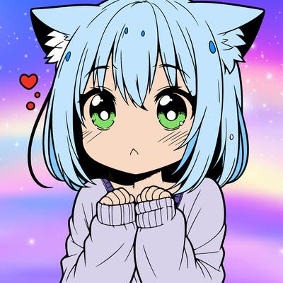 shy anime catgirl