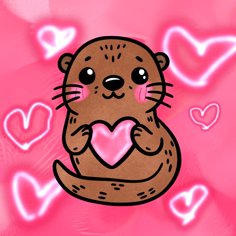 otter with a heart