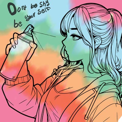 a realistic girl spray, painting