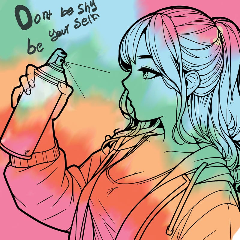 a realistic girl spray, painting