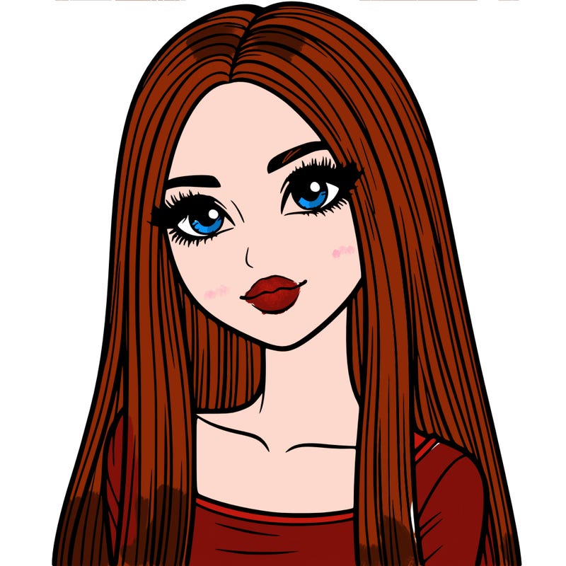 realistic girl with straight and long hair