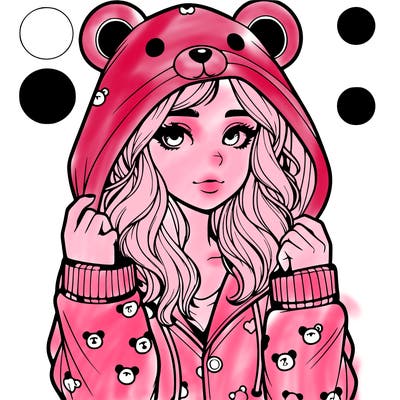 realistic girl in a animal pjs hoodie
