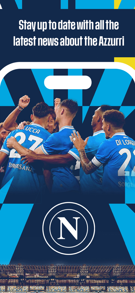 SSC Napoli - Official App - SSC Napoli official app home screen showing soccer players celebrating and the team logo