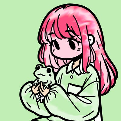 girl with long hair and a oversized shirt. and she is holding a frog