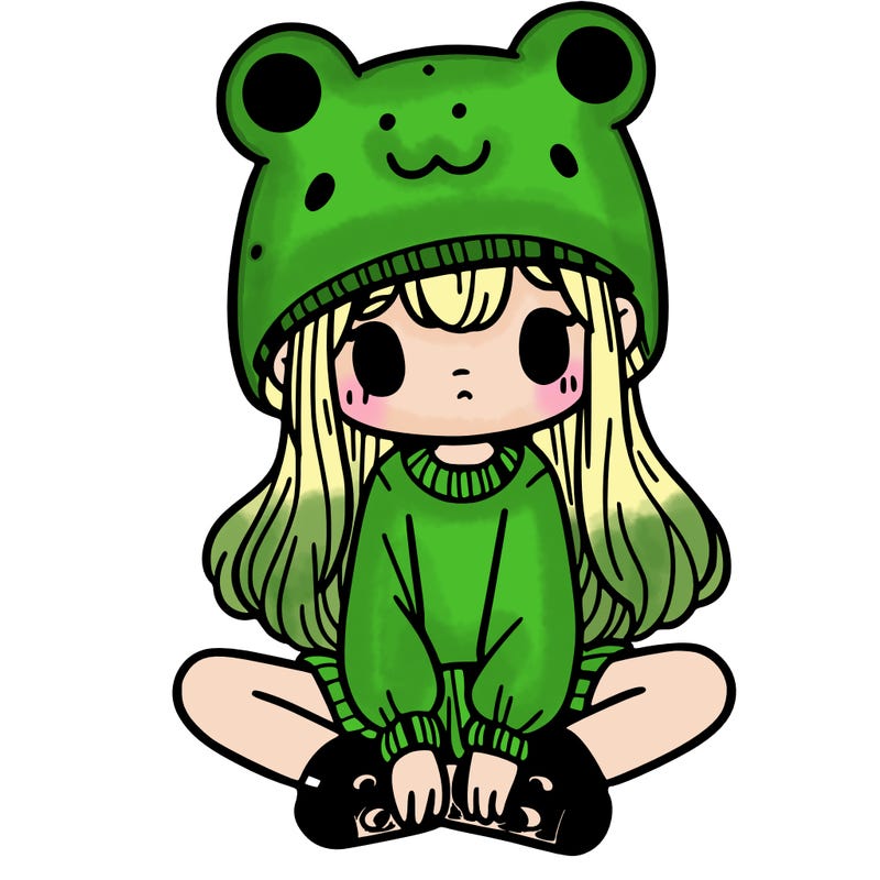 a girl wearing a frog hat and some frog socks