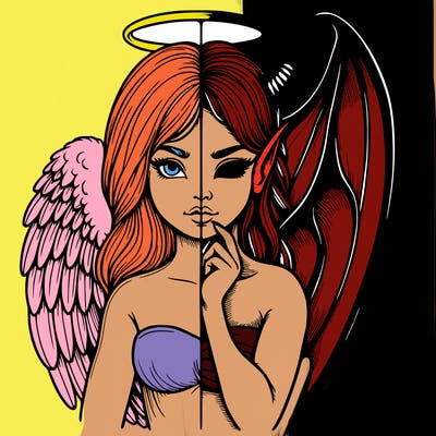 realistic angel half demon