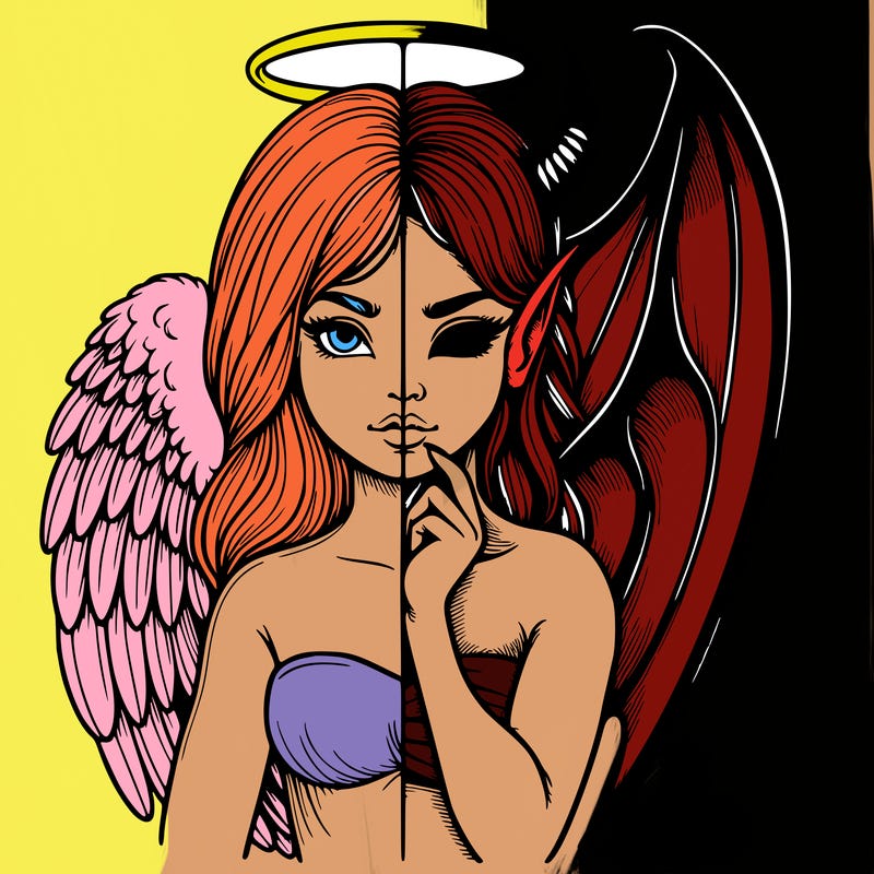 realistic angel half demon