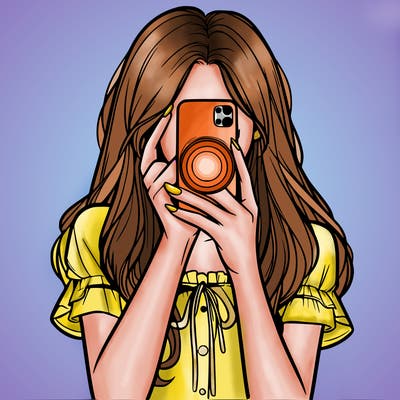 a realistic girl holding her phone taking pictures