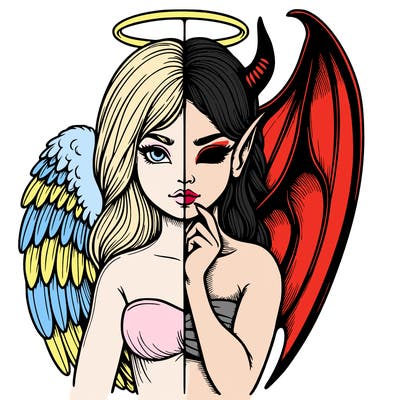 realistic angel half demon