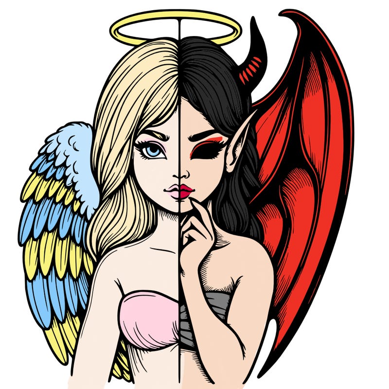 realistic angel half demon