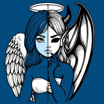 realistic angel half demon