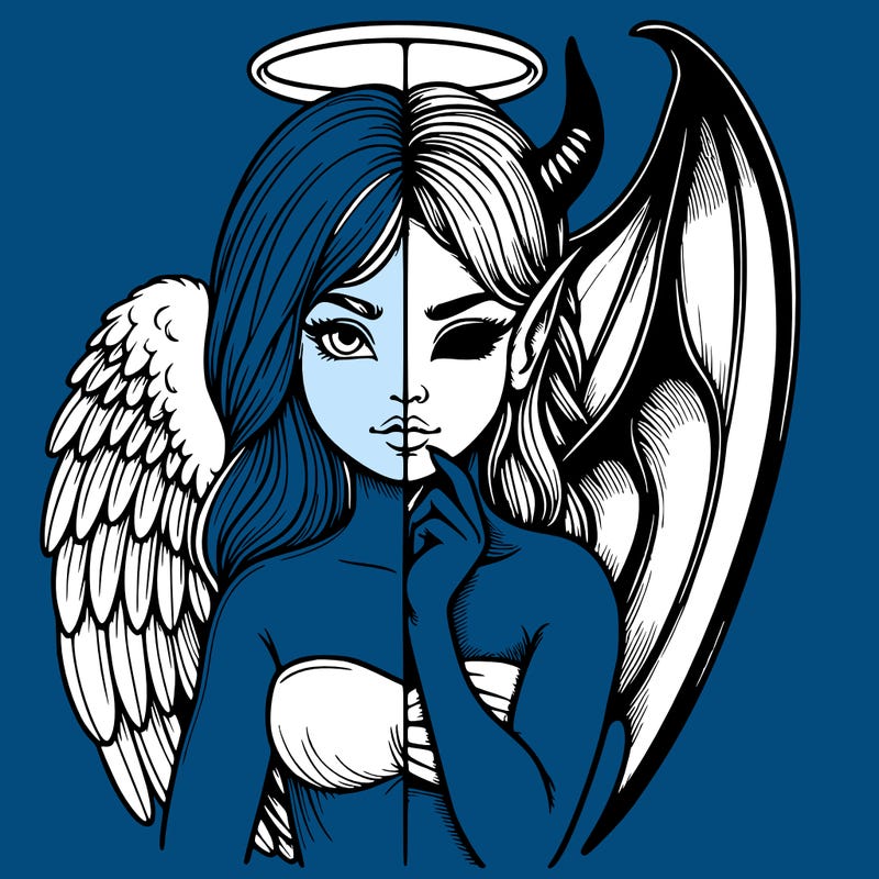 realistic angel half demon