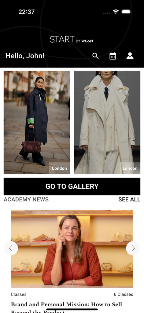 START by WGSN - START by WGSN app home screen featuring street style photos and fashion business classes