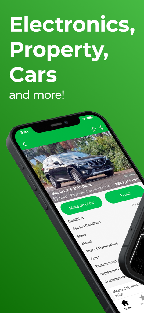 Jiji Kenya mobile app screenshot displaying a black car listing for sale.
