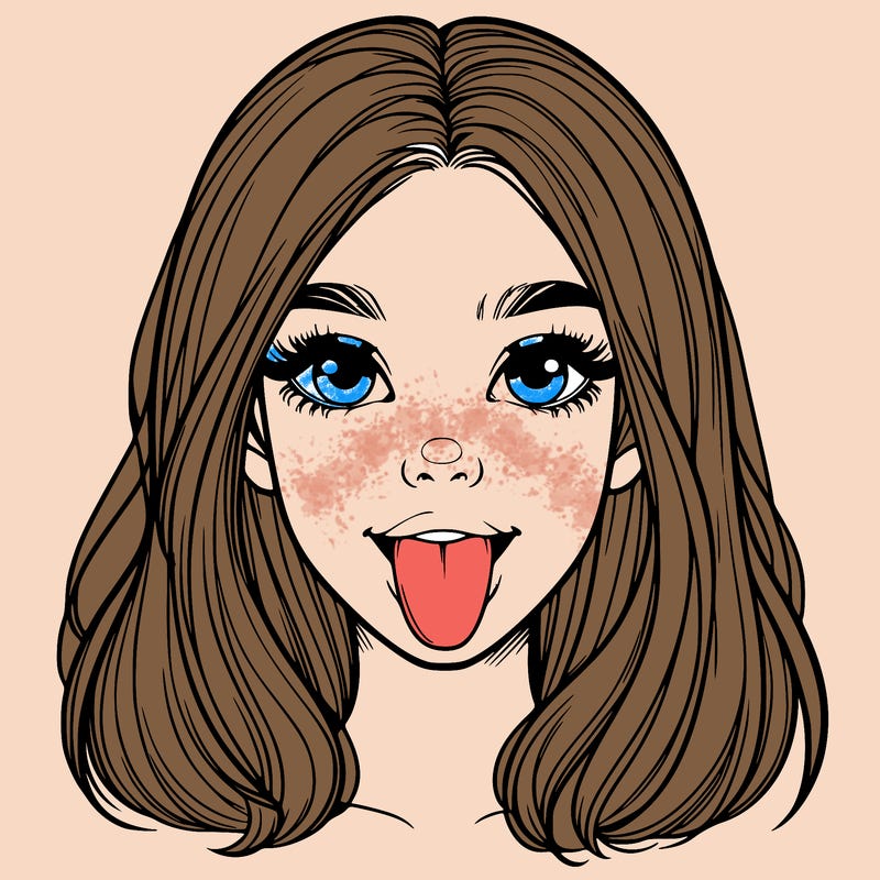 realistic girl with her tongue out