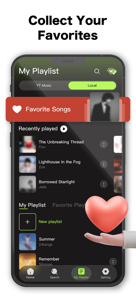 Offline Music Player # Mp3 - Interfaz de la aplicación Reproductor de Música sin Conexión mostrando la sección Mi Lista de Reproducción y canciones reproducidas recientemente