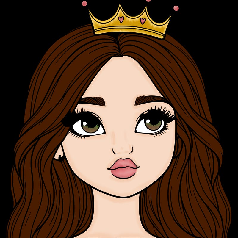 a realistic girl with a crown on
