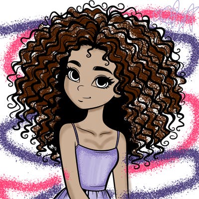 realistic girl with curly hair