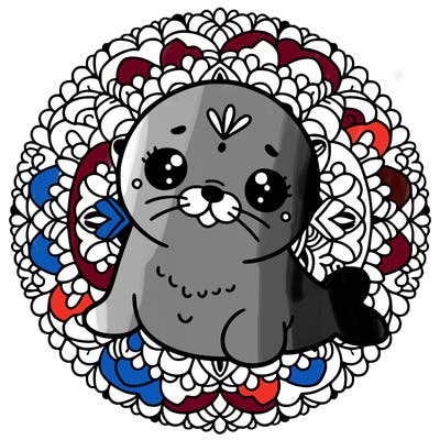 a cute baby seal mandala
