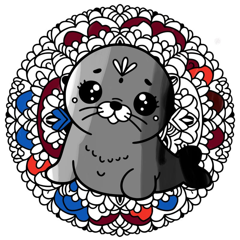 a cute baby seal mandala