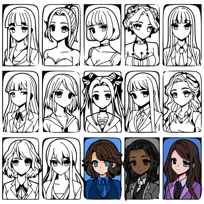 girls that look diffrent anime