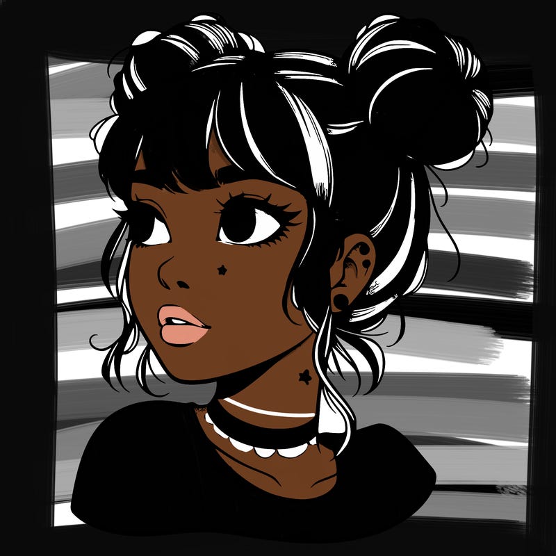 realistic girl with spacebuns