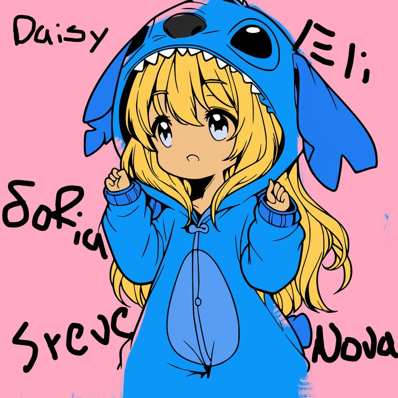anime girl in a stitch onsie