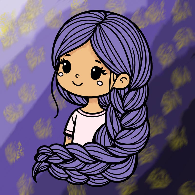 a girl with long braided hair