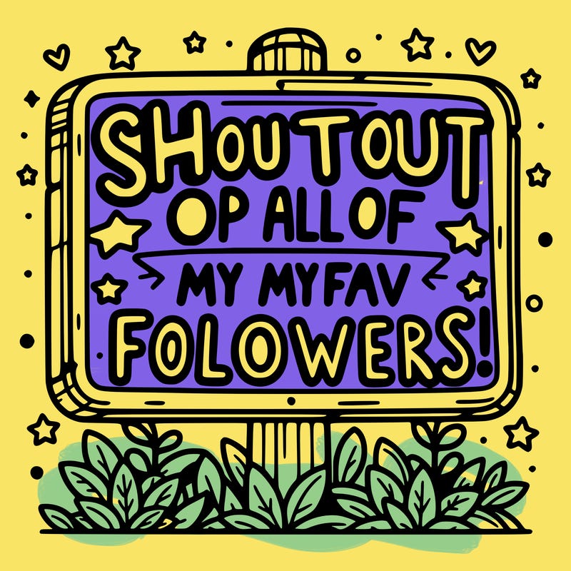 a sign saying shoutout to  all of my fav followers!