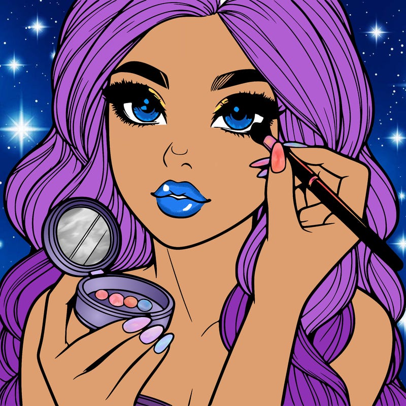 realistic girl doing makeup