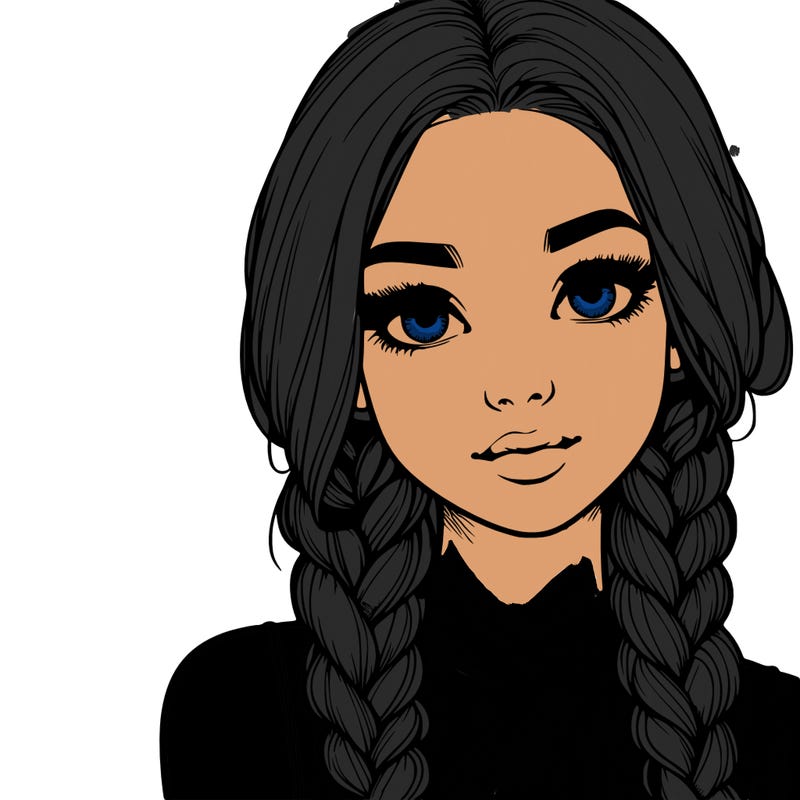 realistic girl with braids