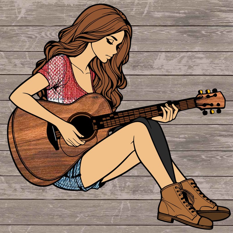 realistic woman play guitar