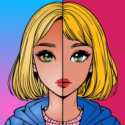 split realistic girl