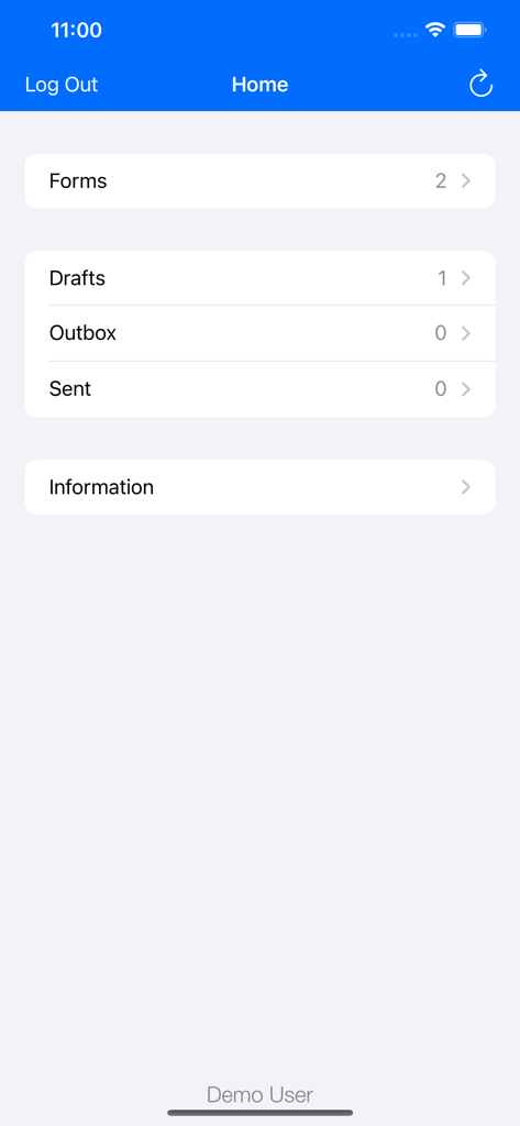 SparkForms - SparkForms mobile app home screen showing the dashboard with forms drafts and sent folders