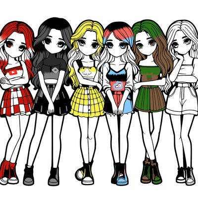 a group of girls realistic